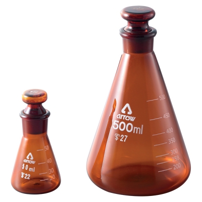 AS ONE 亞速旺 50 磨口三角燒瓶 （茶色）共栓三角フラスコ FLASK 3-9677-01